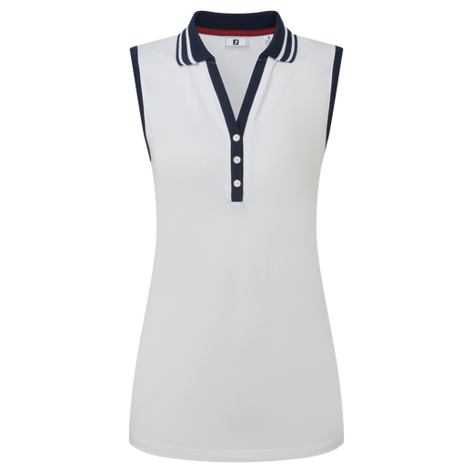 Contrast Rib Knit Sleeveless Polo