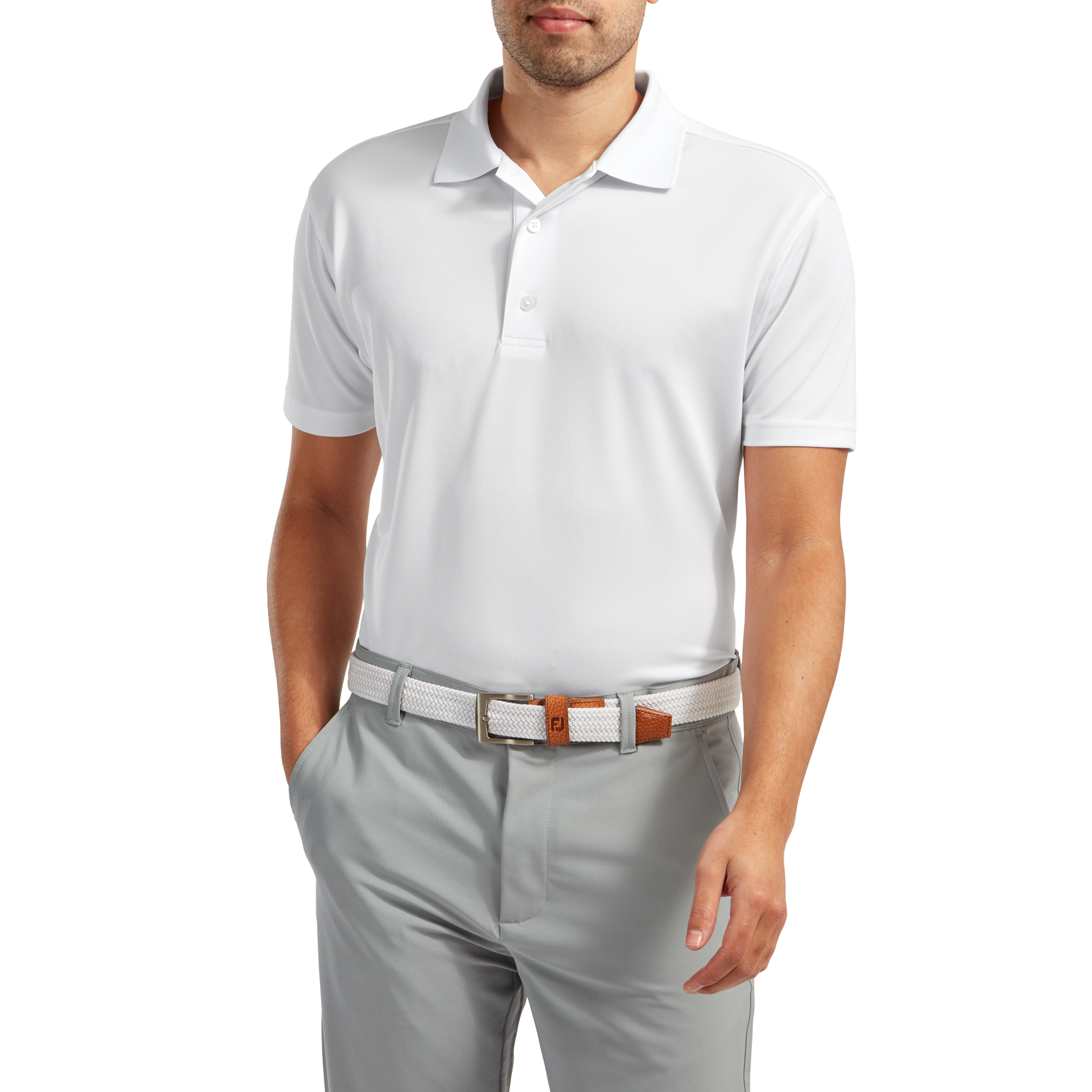 Stretch Pique Solid Rib Knit Collar